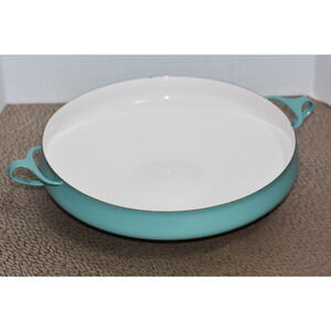 17" Turquoise Dansk Paella Pan w/Four Ducks Logo 1950 Kobenstyle Jens Quistgaard